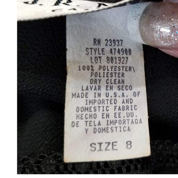NWOT's-J R Nites/Caliendo Black Sheer Wide Leg Chiffon Pants Sheer Overlay Sz 8 - Picture 8 of 9